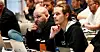 Leder i Elektromontørenes Forening Oslo og Akershus, Morten Svendsen (t.v.) og leder av redaksjonskomiteen på LTK, Knut-Richard Slettebø, følger debatten på landstariffkonferansen i Sandefjord.