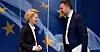 EU-kommisjonens president Ursula von der Leyen i hjertelig samtale med eder av DEFS, europeisk fagbevegelse, Luca Vincentini. De to er enige om at det er behov for et misntelønnsdirektiv i EU. Det er de nordiske landene sterkt i mot.