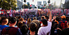 Fagforeningsmedlemmer i en marsj under 1. mai-feiringen i Buenos Aires, Argentina.