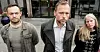 SV-leder Audun Lysbakken (midten), Torgeir Knag Fylkesnes (SV) og Kirsti Bergstø da de meddelte pressen at det var brudd i sonderingene mellom SV, Ap og Sp på Hurdalsjøen hotell.