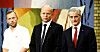 SV-leder Audun Lysbakken, Sp-leder Trygve Slagsvold Vedum og Ap-leder Jonas Gahs Støre side om side i partilederdebatt.