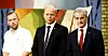 SV-leder Audun Lysbakken, Sp-leder Trygve Slagsvold Vedum og Ap-leder Jonas Gahs Støre side om side i partilederdebatt.