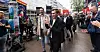 Forhandlingsdelegasjonen for de kabinansatte ankom til stor applaus fra de oppmøtte, onsdag morgen utenfor Riksmekleren kontor i Oslo.
