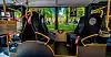 Sperrebånd og merke om at setet ikke er i bruk på en buss som passerer Oslo Børs i Oslo. Koronaveileder for kollektivtransporten sier at kun halvparten av passasjerkapasiteten kan benyttes i dagene og ukene fremover.