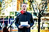 Med å fortsette å ta ut flere presser vi NHO Reiseliv på defensiven, mener Fellesforbundets leder Christian Justnes. Her fra en streikemarkering i Oslo 23. april.