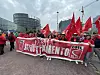 Italiensk fagbevegelse stilte mann- og kvinnesterke opp på markeringen i Strasbourg.