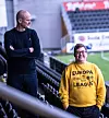 John-Håkon Nybakk (t.h) har jobbet i Bodø/Glimt et par år og er godt kjent på stadion, her sammen med Ørjan Hinna i Helt Med.
