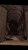 MØRK KATEDRAL: : Slik så det ut i Nidarosdomen med den gamle belysningen.