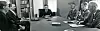 Møte: Partene i tariffoppgjøret i det private næringslivet har meddelt riksmeklingsmannen resultatet av avstemningen, 30. mai 1970. Fra v Odd Højdahl og Tor Aspengren fra LO, riksmeklingsmann Preben Munthe og Kaare N. Selvig, Arne Brath og Vilhelm Dahl fra Norsk Arbeidsgiverforening.