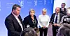 LO-leder Hans-Christian Gabrielsen, statsminister Erna Solberg, finansminister Siv Jensen og NHO-sjef Ole Erik Almlid er representanter for den norske samfunnsmodellen.