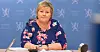 Statsminister Erne Solberg på innspillsmøtet med handelsbransjen.