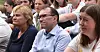 Espen Barth Eide (i midten) på Utøya sammen med parlamentarisk leder Rigmor Aasrud  (t.v) og AUF-leder Astrid Hoem.