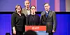 KRISELOV: NTLs forbundsstyre sier nei til å innføre en kriselov nå. Her ved forbundsledelsen, Ellen Dalen (t.v.),, Fredrik Oftebro, Kjersti Barsok og Carl Marius Michelsen.