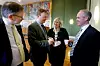 I år valgte kommunal- og moderniseringsministeren å møte partikollegaer i Haugesund. 
F.v. Ordfører Petter Steen jr. (H), stortingspolitiker Arve Kambe (H), Karmøy-ordfører Aase Simonsen (H) og Jan Tore Sanner.