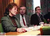 Konstituerende møte i LO i Oslo 2. januar 1996. Fra venstre leder i Oslo Samorg marit Nybakk, LO-leder Yngve Hågensen og nestleder i LO i Oslo Kleiv Fiskvik.