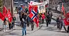 Russlands krig mot Ukraina preger 1. mai-feiringa i Sør-Varanger: «Stopp Russlands krig mot Ukraina. Ja til fred, nedrustning og samarbeid mellom øst og vest» var en av parolene.