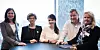 ENIGHET: Forhandlingslederene fotografert i årets Spekteroppgjør ble enige etter en dag med forhandlinger. Fra venstre: Birgithe Hellerud (SAN), Eli Gunhild By (Unio), Anne-Kari Bratten (Spekter), EIvind Gran (LO Stat) og Lizzie Ruud Thorkildsen (YS Spekter).