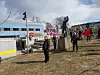 Leder i LO i Rana og omegn Øystein Fagerli taler ved statuen av Hans Berntsen. Berntsen er antagelig den agitatoren i norsk fagbevegelse som har stiftet flest fagforeninger.