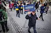 DEMONSTRASJONSTOG: Fellesforbundet-avdelingane stilte i 1. mai-toget med faner og parolar. Her er medlemmar frå blant anna bygg, transport og industri i Trondheim.