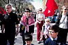 3500 mennesker var med i årets 1. mai-tog i Trondheim. Til venstre er møteleder og leder av LO i Trondheim og Omegn , Svein Åge Samuelsen. I midten er en av årets hovedtalere, Janne Lisesdatter Håkonsen.