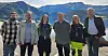 På besøk hos Nordic Mining på Engebø: Fra venstre Amund Losen Moholdt, distriktssekretær i Norsk Arbeidsmandsforbund avd. 6, forbundsleder Brede Edvardsen, Karoline Høyvik, miljø- og bærekraftsleder i Nordic Mining, LO-sekretær Frode Engen Spilling, økonomi- og finansleder Merete Juel og regionnestleder i LO Vestland, Nils Petter Støyva.
