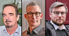 LO-toppene Brede Edvardsen (f.v.), Christopher Beckham og Tarjei Leistad er kritiske til at regjeringa har brukt to år på nytt pensjonstillegg.