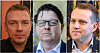 Tre menn avbildet i en portrettmontasje, med ett ansikt i hvert felt.