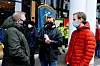 SAMLET: Forbundsleder Jan Olav Andersen, leder i Heismontørenes Fagforening, Markus Hansen og Alexander Jordnes i minuttene før fanemarkeringen på Hasle i Oslo i dag.