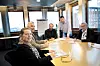 FORHANDLINGER: LO og Finans Norge startet forhandlingene på hovedavtalen forrige uke. LOs delegasjon besto av fra venstre: Astrid Waaler (LO Finans Postkom/DNB), Håvard Sivertsen (forbundssekretær Postkom), Edvard Eidshammer Sørensen (rådgiver LO), Pål Nordby (faglig sekretær HK) og Knut Bekkevold (LO Finans HK/Sparebank1).